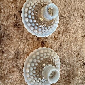 Vintage Hobnail Milk Glass Candle Holders – Set of 2